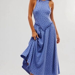 Free people blue floral drop waist dress